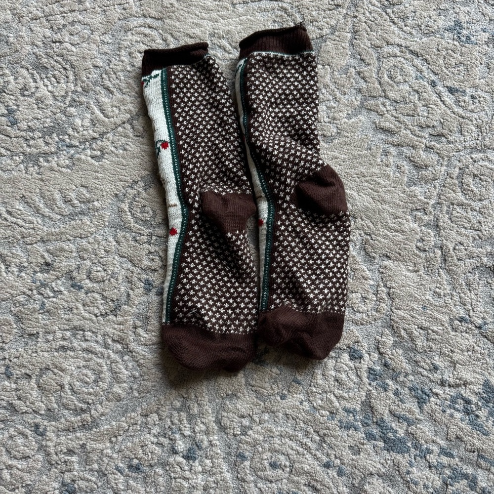 Free people Small / medium Brown and Cream Bunny Pattern Socks - Picture 2 of 2